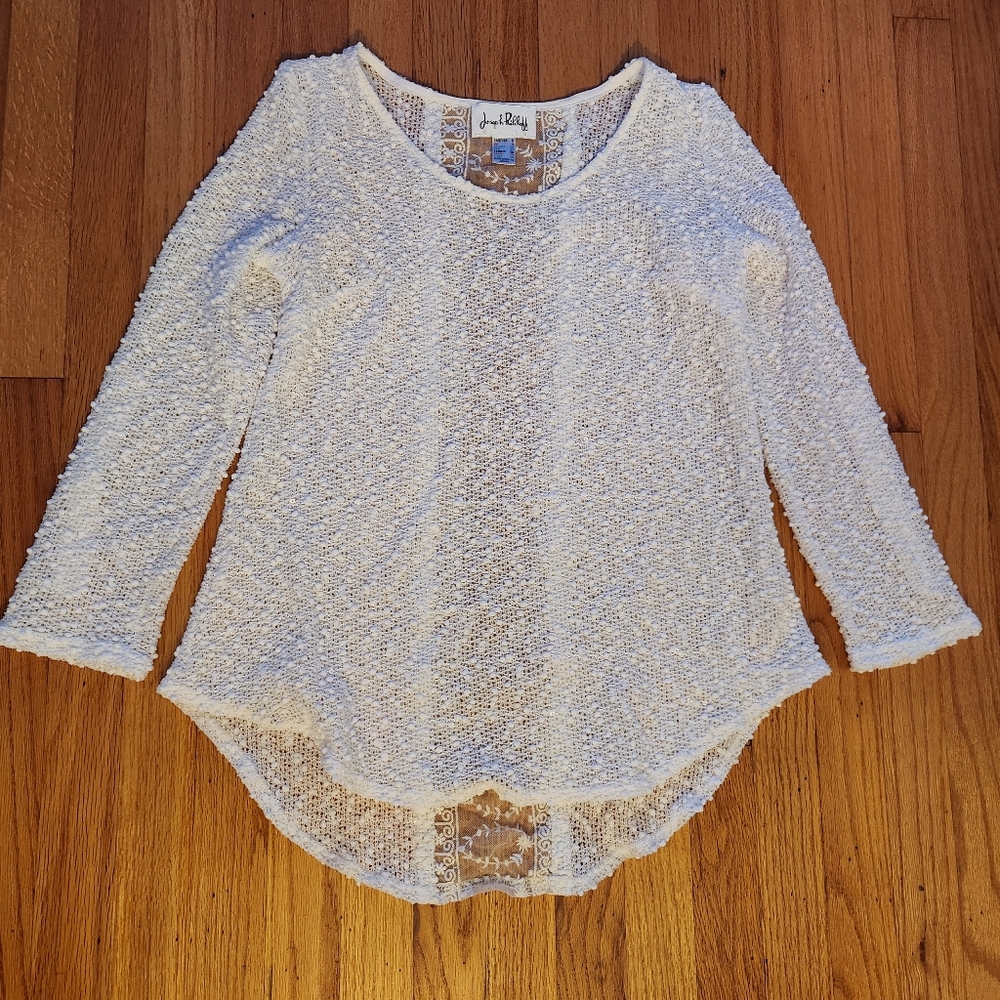 Joseph Ribkoff Slub Knit, Lace Insert Top Size 6 - Picture 3 of 8